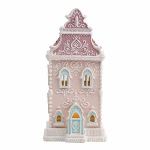 ✨NEW✨ JINGLES & JOY Light Up Gingerbread House Victorian Pastel Pink White LED